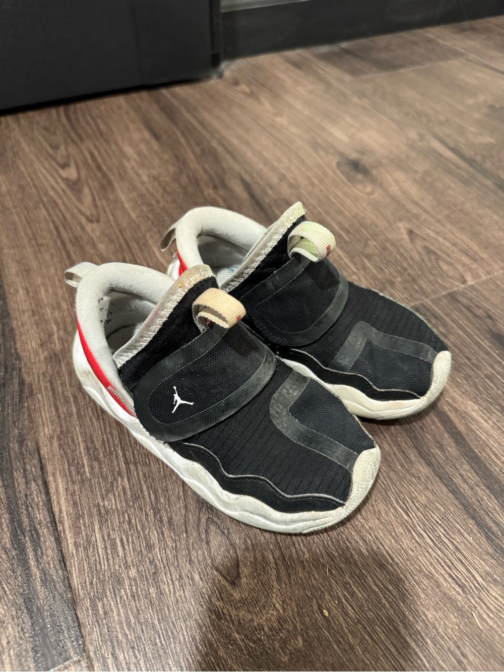 Jordan Kids Black and Red Slip-On Sneakers